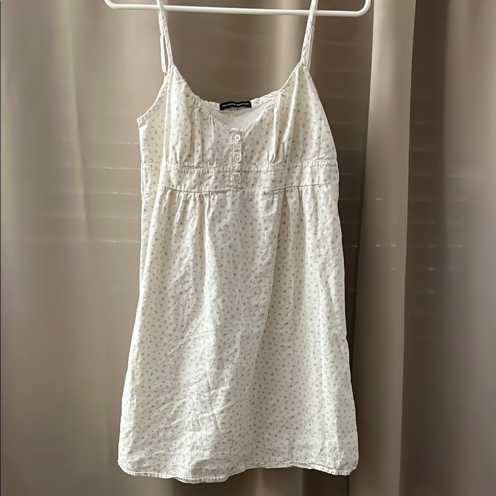 Brandy Melville White Floral Cotton Sundress with Spaghetti Straps